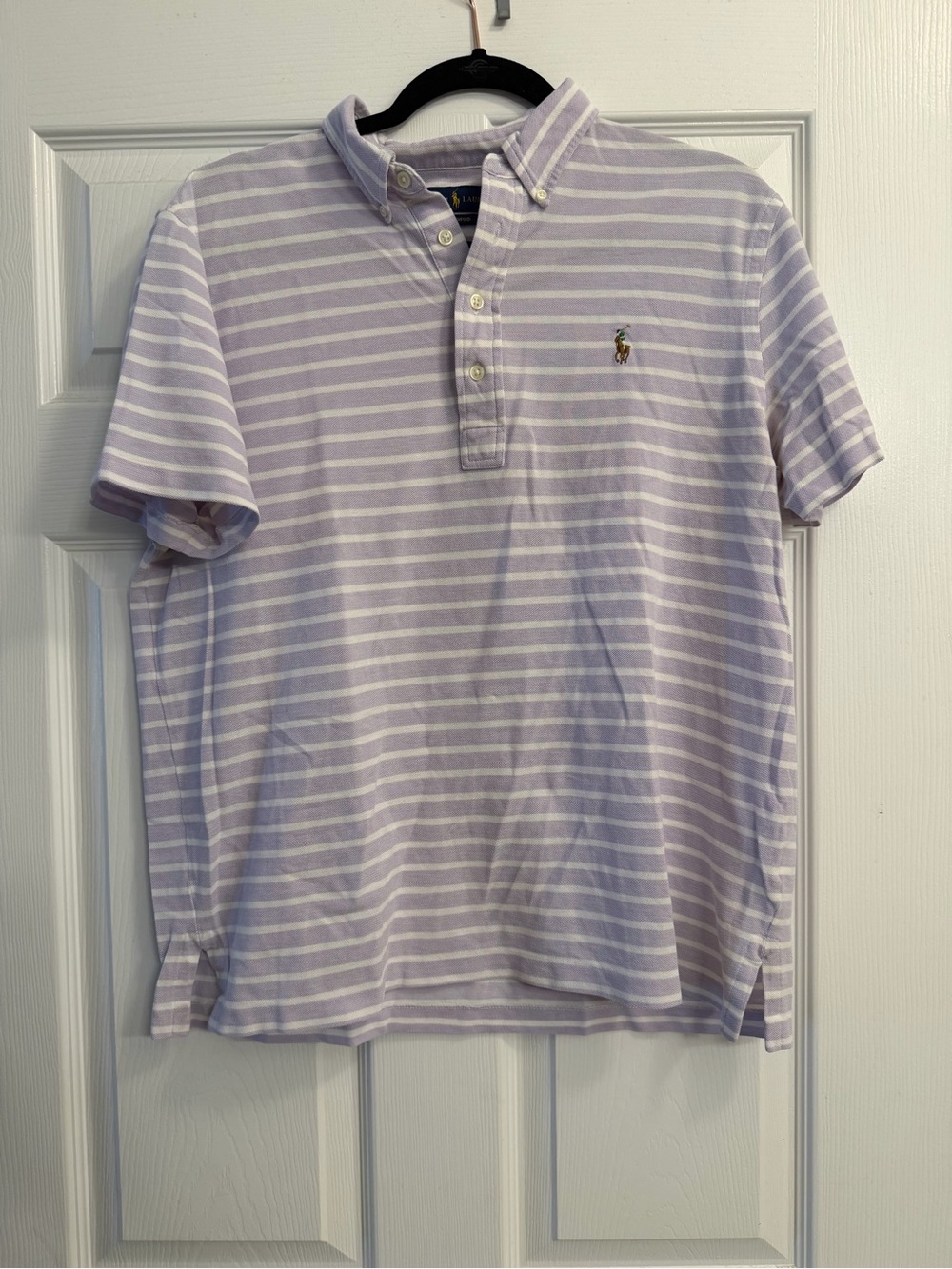 Polo by Ralph Lauren Lavender and White Striped Short-Sleeve Polo